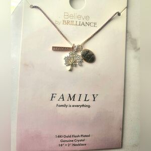 14Kt Gold Flash Plated Genuine Crystal 18" + 2" Necklace